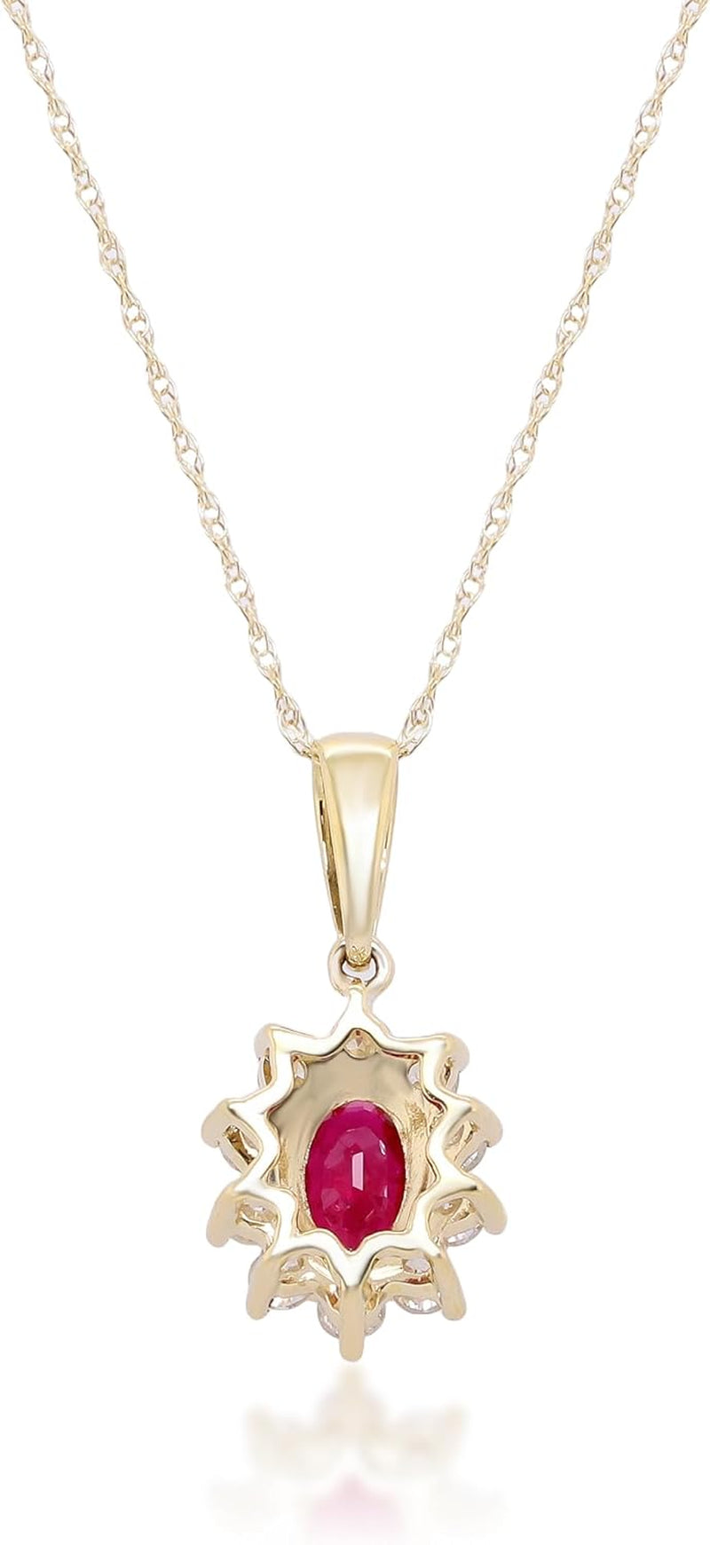 14K Yellow Gold Mozambique Genuine Ruby Pendant with Diamonds for Women,Ethically, Authentically & Organically Sourced (Oval-Cut) Shaped Ruby Hand-Crafted Jewelry for Her, Metal, Ruby