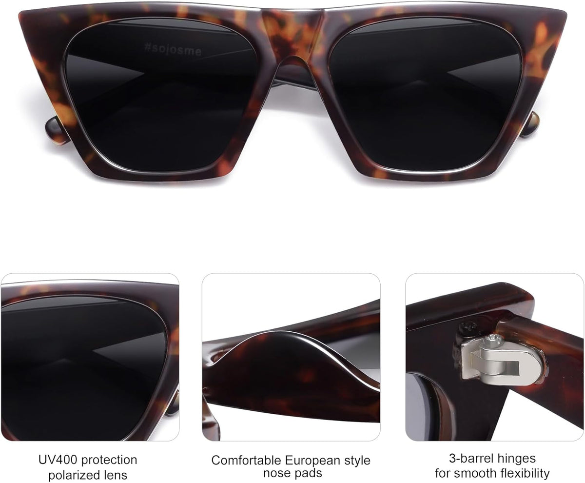 Trendy Oversized Square Cateye Polarized Sunglasses Womens Big Frame Shades SJ2115