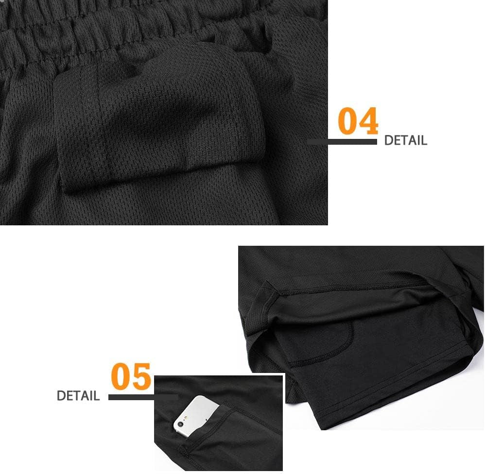 Mens Running Shorts，Workout Running Shorts for Men，2-In-1 Stealth Shorts，7-Inch Gym Yoga Outdoor Sports Shorts