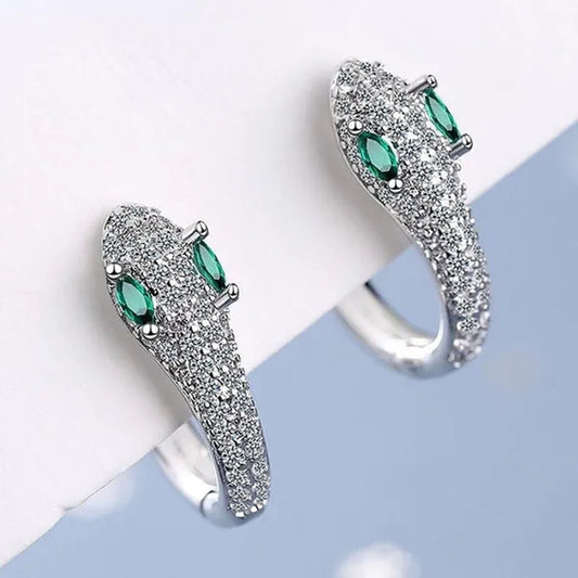 Creative Design Snake Earrings Plated Cubic Zirconia Hoop Earrings for Women Daily Causal Fashion Earrings Jewelry Gift