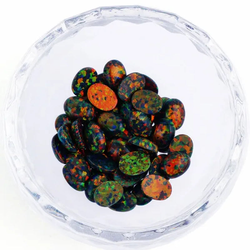 AAAAA BLACK MIX OPAL Gem OVAL Cabochon Cut 8X10mm VVS Loose Gemstone DIY Precious Stones