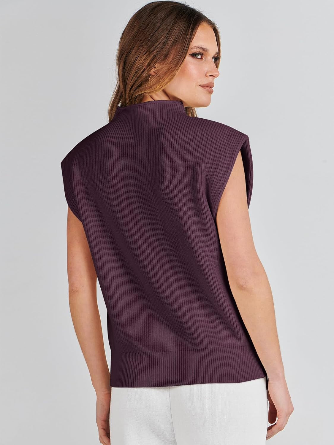 Women'S Mock Neck Sleeveless Sweater Vest Casual Cap Sleeve Knit Pullover Tank Tops 2025 Spring Summer Clothes