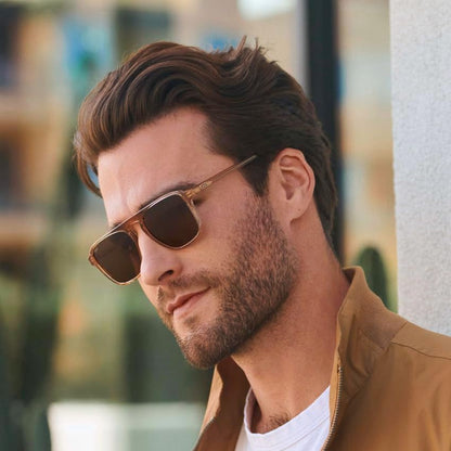 Polarized Modern Aviator One-Bridge Square Mens Sunglasses