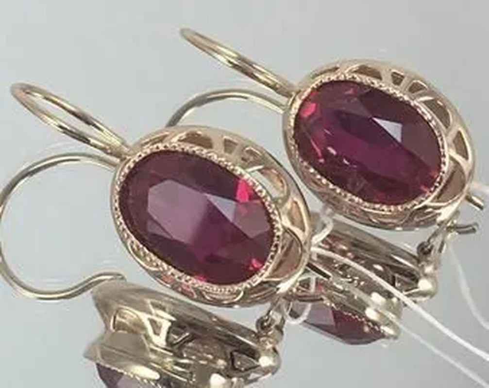 New Fashion 1 Pair Exquisite 1.25ct Round Cut Garnet Ruby Stud Earrings Casual 18 K Yellow Gold Earrings Banquet Jewelry Earrings for Women