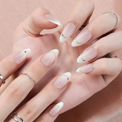 White Press on Nails Short,  Square Solid Color Fake Nails with Glue, Reusable & Natural Acrylic False Nails Stick on Nails for Women Girls Gift, Gel Nail Kit, 24pcs