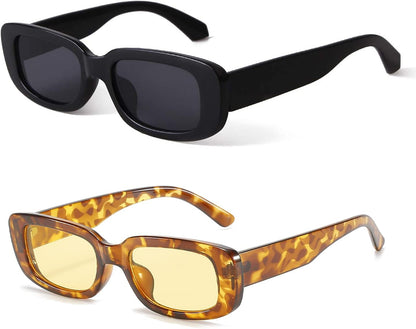 Rectangle Sunglasses for Women Retro Driving Glasses 90’s Vintage Fashion Narrow Square Frame UV400 Protection
