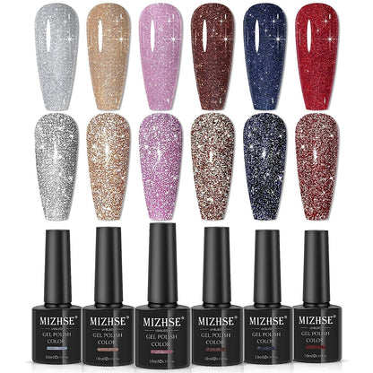 9D Cat Eye Gel Nail Polish, Magnetic Cat Eye Gel Polish Set, 10ml*6 with 2 Magnets, Classic Colors Chameleon Magic Galaxy Effect Soak off Nail Art - Sparkle Stunning Gel Polish Gift for Women