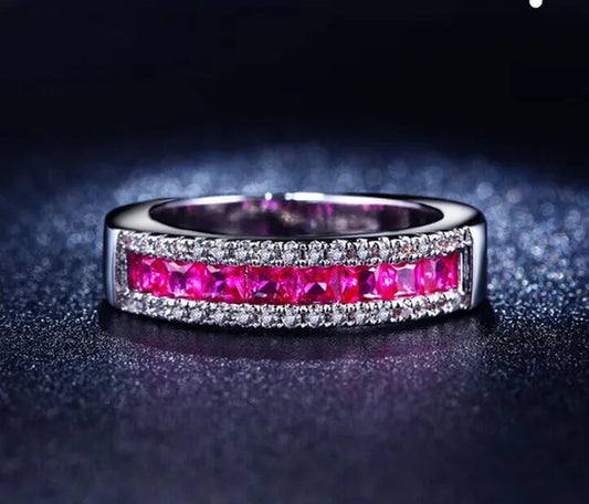 Silver Natural Ruby Gemstones Birthstone Bride Wedding Engagement Strange Ring Size 6 7 8 9 10