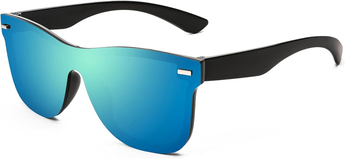Sunglasses, Rimless Mirrored Sun Glasses with Reflective One-Piece Lens, B4114