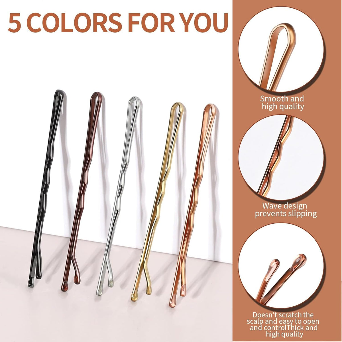 Bobby Pins, 250 Pcs 2Inch Bobby Pins Bulk for Women Girls, Silver, Black, Blonde, Brown - Secure Hold, Hair Pins with Storage Box, All Hair Types