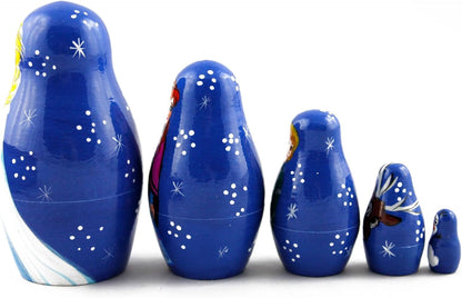 Matryoshka Matrioska Babuska Russian Nesting Wooden Doll Frozen Elsa Anna Elza Olaf Matryoshika Babushka 5 Pcs Stacking Hand Painting Nested Matriosjka Matrioska Matreshka Matrjoska Matroeska