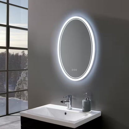 24 In. W X 32 In. H Large Oval Frameless Anti-Fog Backlit 3500-6500K Dimmable LED Wall Bathroom Vanity Mirror Hotel Spa