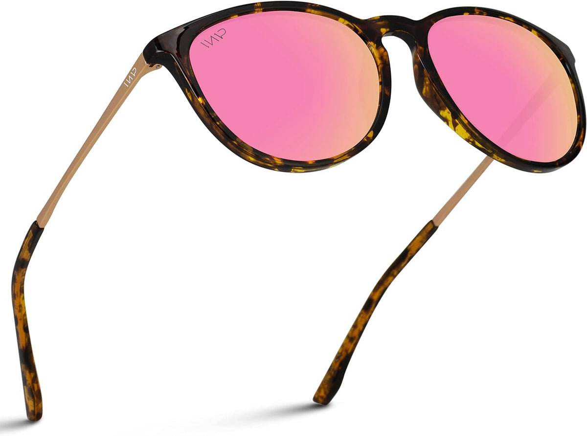 WMP Eyewear Round Sunglasses | Polarized UV Protection | Trendy Sunglasses for Women | Retro Designer Style