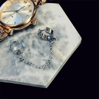 New Super Cool Dark Simple Chain One-Piece Ear Bone Clip Male and Female Jumper Earrings