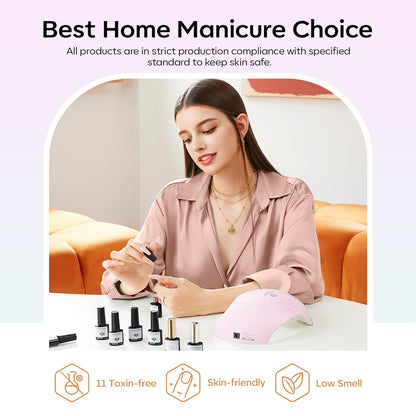 32Pcs Gel Nail Polish Set, 28 Colors 7ML Gel Polish Set with Glitter & Glossy & Matte Gel Top + Base Coat Pastel Macaron Colors, 2024 Spring Gel Polish Kit Trendy Nail Art for Women Girls