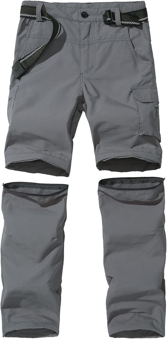 Boy’S Scout Pants Convertible Hiking Quick Dry Zip off Pants Outdoor Climbing Casual Trouser Kids Youth Cargo Pants