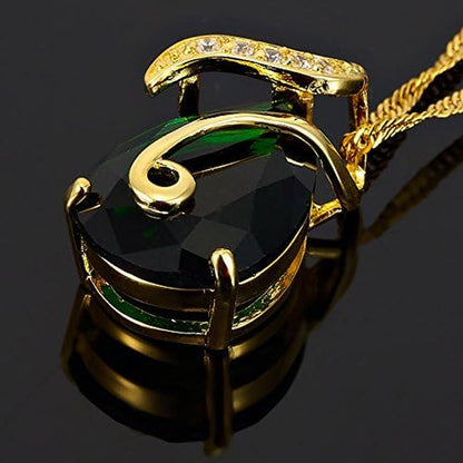 Pendant with 18" Chain & Pear Cut CZ [4 Colors Available] in Yellow Gold Plated, Simple Modern Elegant