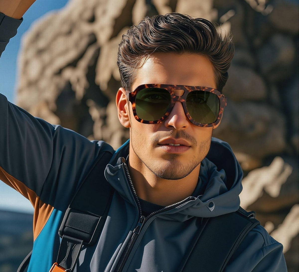 Vintage Aviator Sunglasses Double Bridge Women Men Large Square Thick Frame Trendy Eyewear UV400 B2846