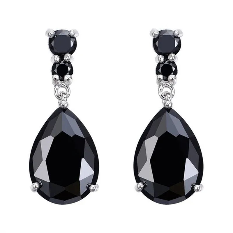 Women's Teardrop Clear CZ Drop/Dangle Natural Gemstone Morganite Stud Drop Dangle Earrings 925 Sterling Silver Wedding Jewelry/Aquamarine/Topaz/Amethyst/RubyEmerald/Sapphire/Black&White Pink Gemstone