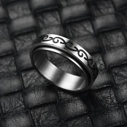 Couple Rings Rotatable Fidget Rings Stainless Steel Sun Moon Star Dot Waves Cat Pattern Spinner Ring Jewelry Gift for Women Men Boyfriend Girlfriend