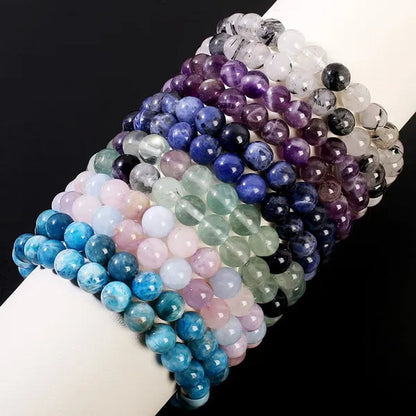 43 Style New 8MM Natural Stone Bracelet / Apatite / Agate /amethyst /watermelon /Rose Quartz /Morgan Stone/malachite/Tiger Eye Fashion Bracelet Unisex