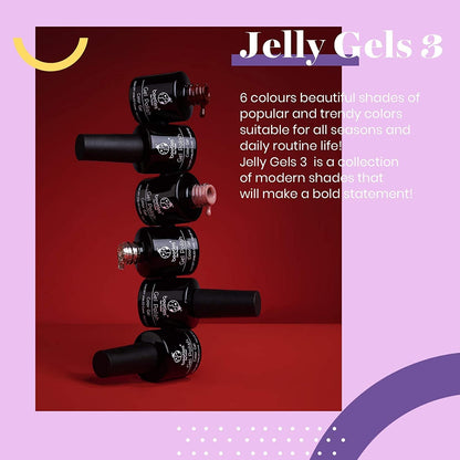 Beetles Jelly Crystal Gel Nail Polish Set, 6 Colors Neon Blue Purple Rainbow Yellow Green Orange Gel Polish Kit Uv LED Dryer Cured Spring Summer Nail Trend Gel Nail Art Kit Gifts for Women