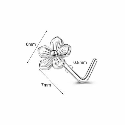 5/6Pcs 20G Nose Rings Stud L Shape Nose Rings Cubic Zirconia Butterfly Flower Eye Moon Heart Shape Nose Studs Piercing Jewelry for Women Men