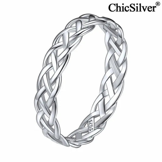 Chicsilver 925 Sterling Silver Ring for Women Men 4Mm Celtic Knot Wedding Band Eternity Ring Size 4 to 12