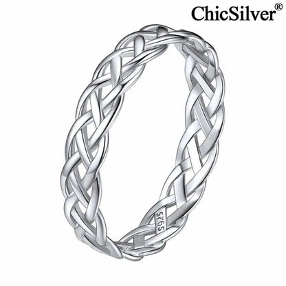 Chicsilver 925 Sterling Silver Ring for Women Men 4Mm Celtic Knot Wedding Band Eternity Ring Size 4 to 12