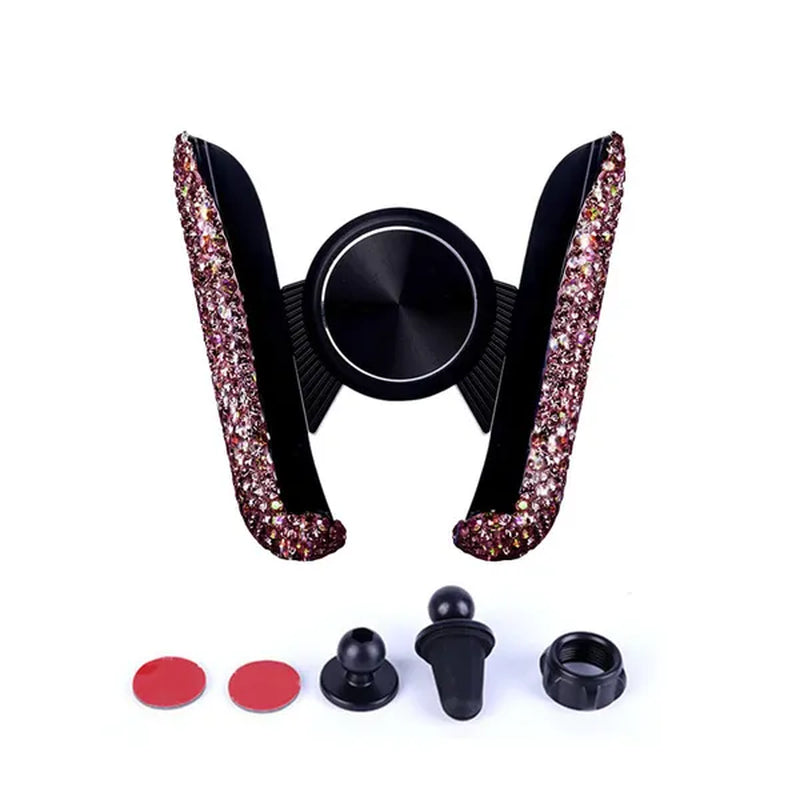 Car Phone Holder Women Diamond Crystal Car Air Vent Mount Clip Mobile Phone Holder Stand in Car Bracket Interior Accessories