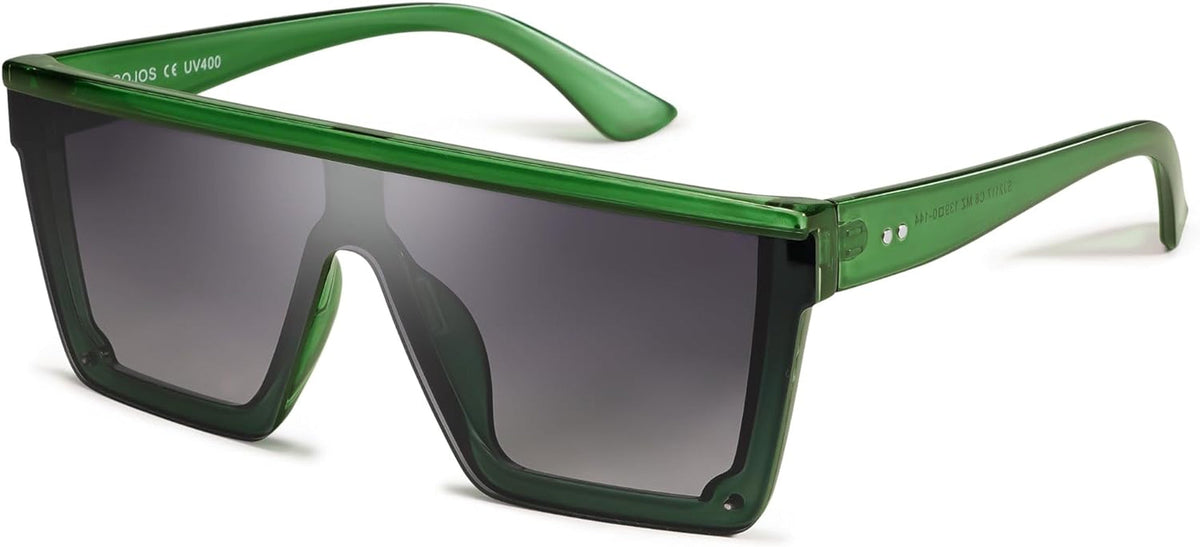 Square Big Sunglasses Women Thick Frame Flat Top Mirrored Sunnies Shades Goggle Siamese Lens SJ2117