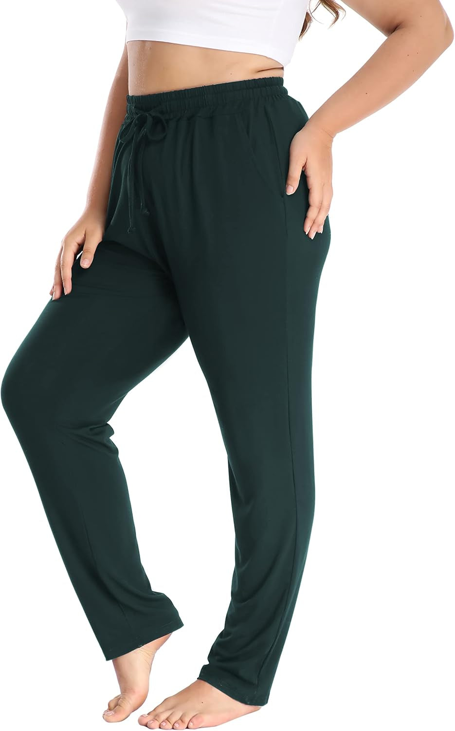 Women'S plus Size Comfy Lounge Pants Active Yoga Sweatpants Casual Stretchy Jogger Pants with Pockets Drawstring