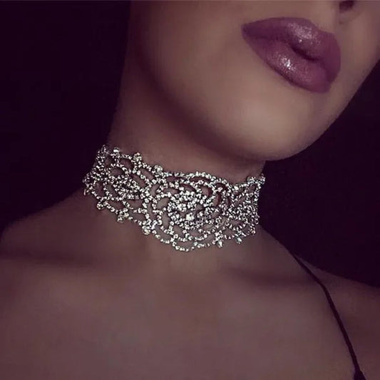 Full Diamond Pendant Necklace Crystal Rhinestone Choker Collar Women Wedding Jewelry