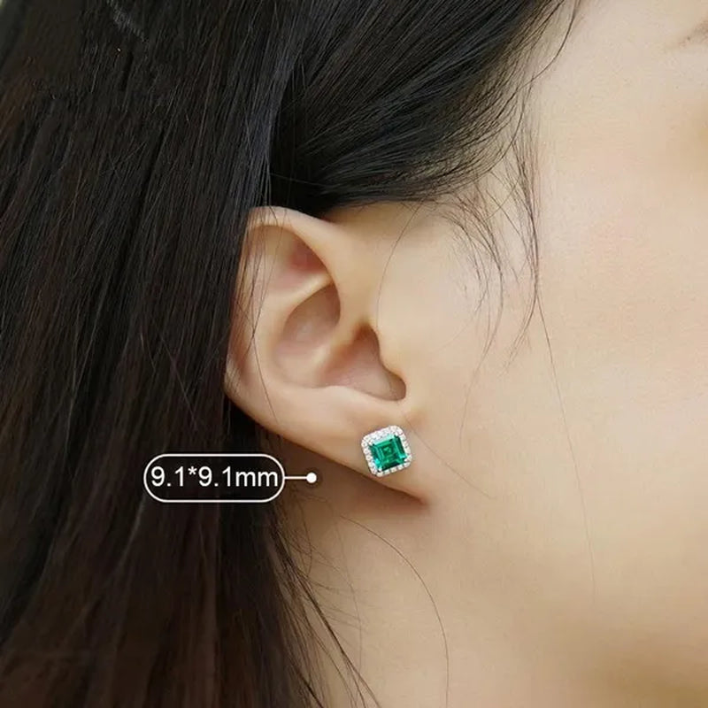 Luxury Female Elgant Emerald Earrings Fashion Gemstone Earrings Jewelry Stud Earrings for Women