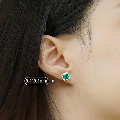 Luxury Female Elgant Emerald Earrings Fashion Gemstone Earrings Jewelry Stud Earrings for Women
