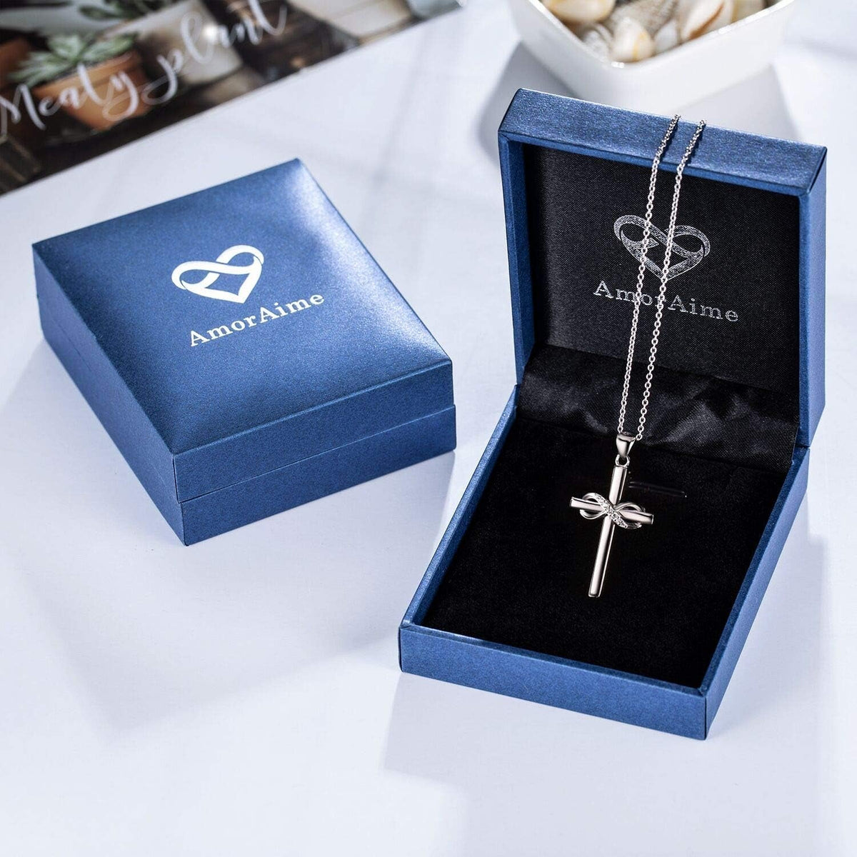 925 Sterling Silver Cross Necklace for Women Infinity Necklace 14K Rose Gold Plated Necklaces for Easter or Holiday