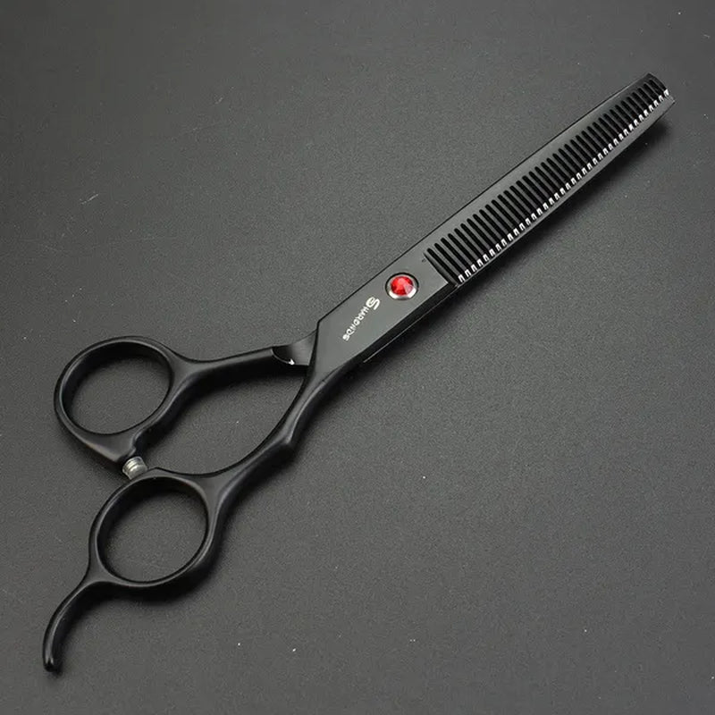 Black 7 "Hair Hair Scissors Ruby Barber Scissors Cutting / thinning Scissors