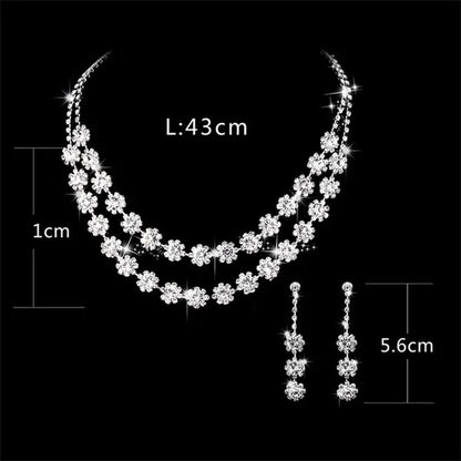 Women's Jewelry Set Rhinestone Crystal Bride Statement Choker Necklace Tiara Crown Link Bangle Bracelet Teardrop Dangle Earrings Set for Wedding Party Silver Plated White Crystal Necklace Earrings Bracelet