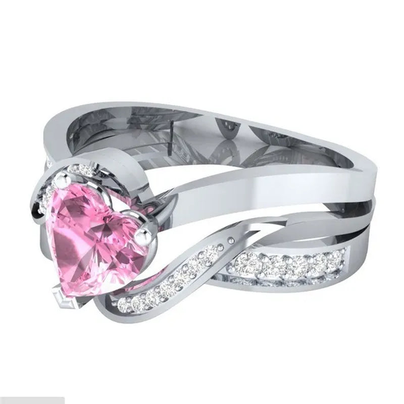 Natural Black Sapphire & Diamond Heart Cut Engagement Wedding 18 K White Gold Filled Ring