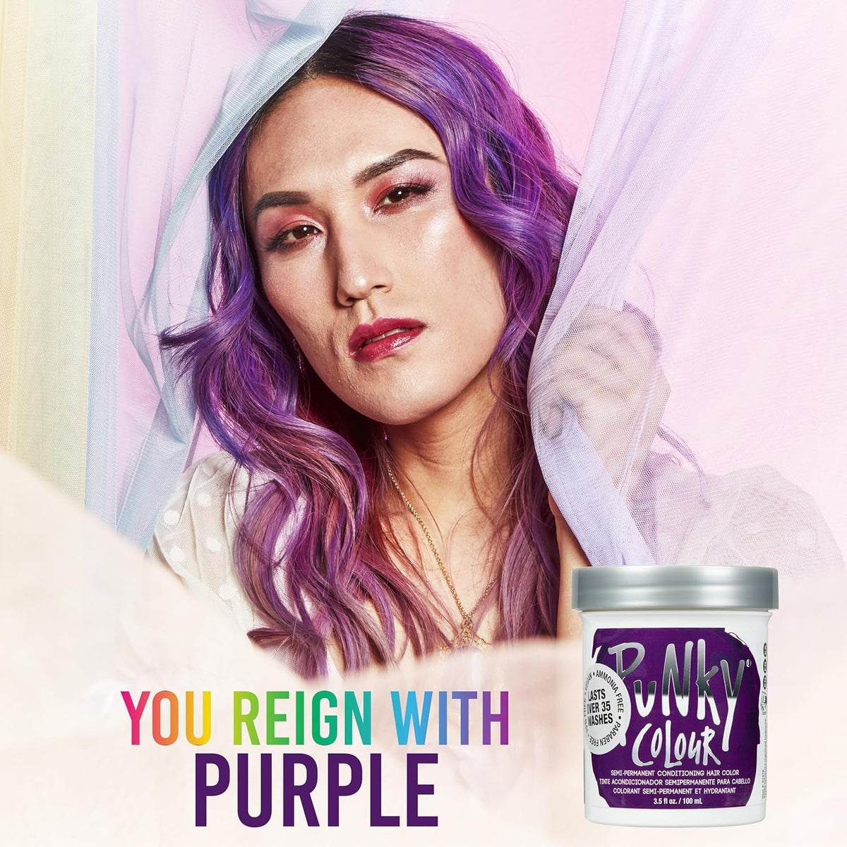 Purple Semi Permanent Conditioning Hair Color, Lasts up to 35 Washes, 3.5 Fluid Ounce