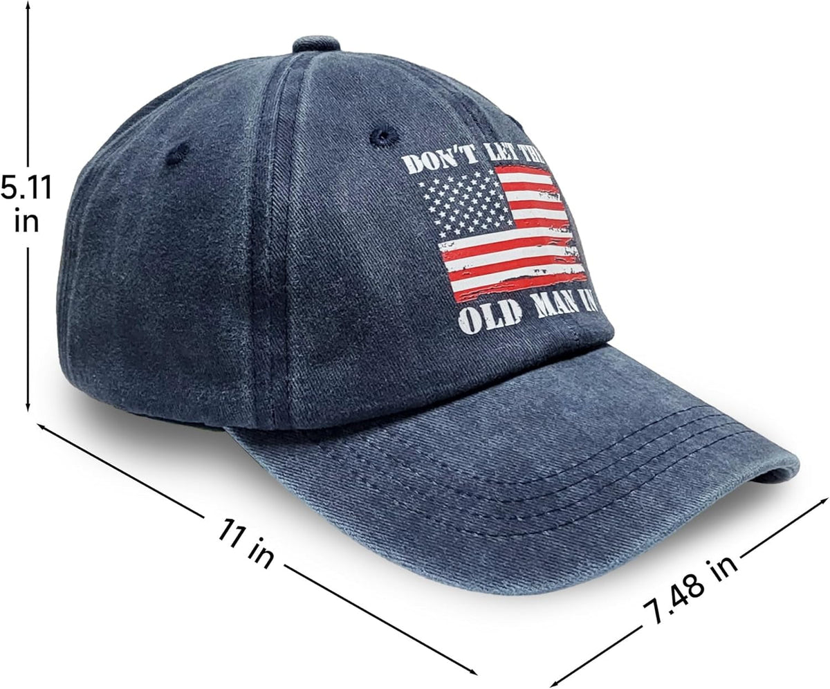 Vintage Baseball Cap Dad Hat,Old Man in Hat for Men Women,American Flag Washed Cotton Sun Hats. (Cotton, Khaki)
