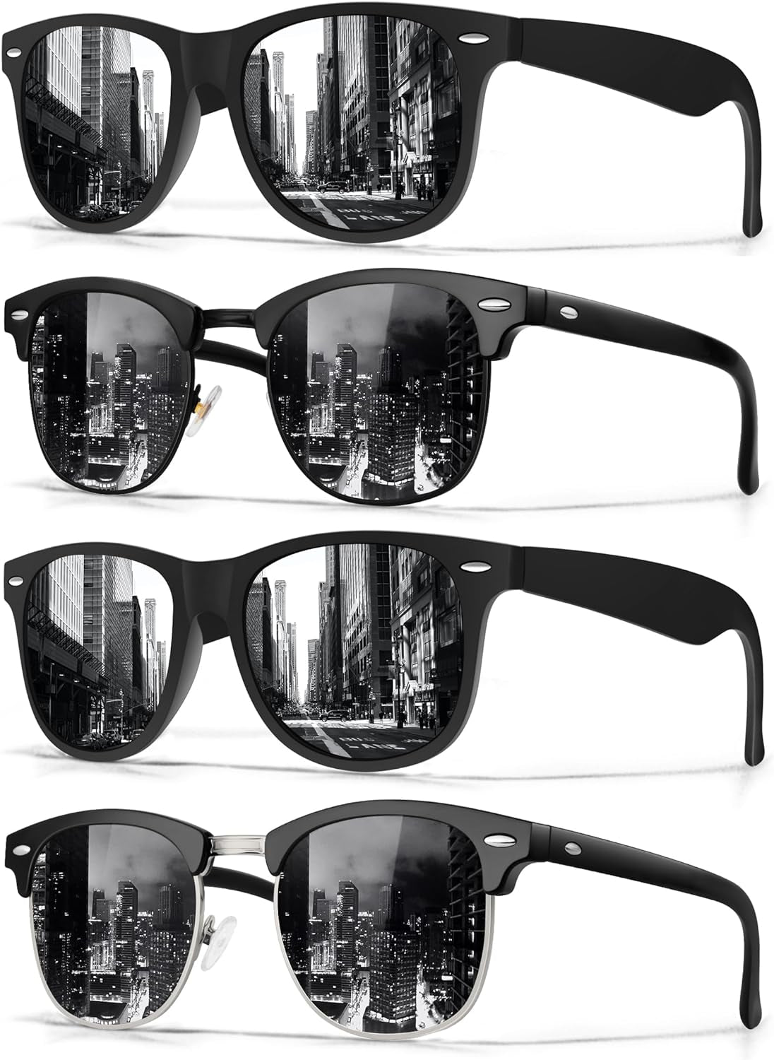 Classic Polarized Sunglasses for Men and Women Retro Style Semi Rimless Frame Sun Glasses 100% UV Protection Goggles