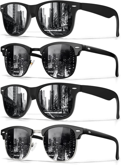Classic Polarized Sunglasses for Men and Women Retro Style Semi Rimless Frame Sun Glasses 100% UV Protection Goggles