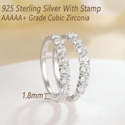 Ring Enhancer for Engagement Rings Two Row Sterling Silver Wedding Bands for Women Stackable Cubic Zirconia
