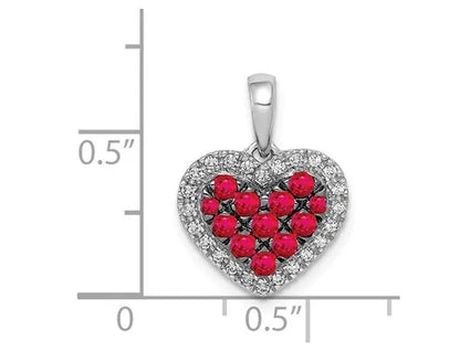 3/10 Carat (ctw) Natural Ruby Heart Pendant Necklace in 14K White Gold with Chain