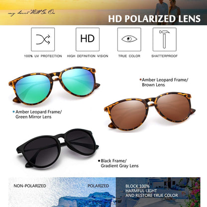 Sunglasses Womens Men Polarized UV Protection Trendy Vintage Retro round Mirrored Lens Sunglasses for Women