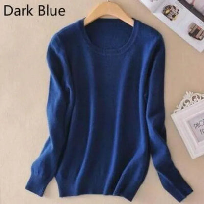 18 Colors Wool Pure Cashmere Sweater Women Soft Pullovers O-Neck Pull Femme Long Sleeve Sweaters Pullovers
