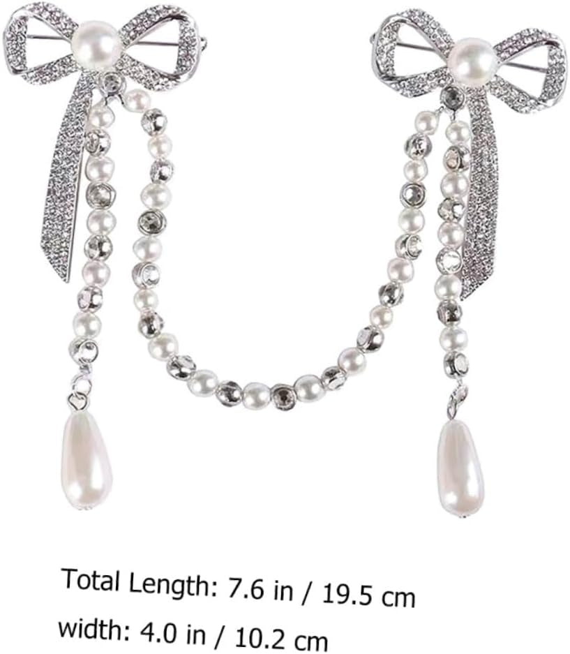 Diamond Tassel Pearl Brooch Chain Alloy Shiny Corsage Women'S Unique Brooch for Parties and Daily Wear