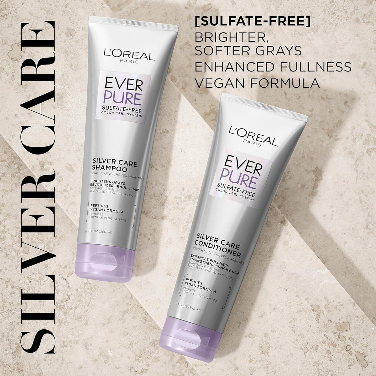 Everpure Brightening and Nourishing Shampoo for Gray Hair, Sulfate-Free Vegan Formula with Peptides, 8.5 Fl Oz