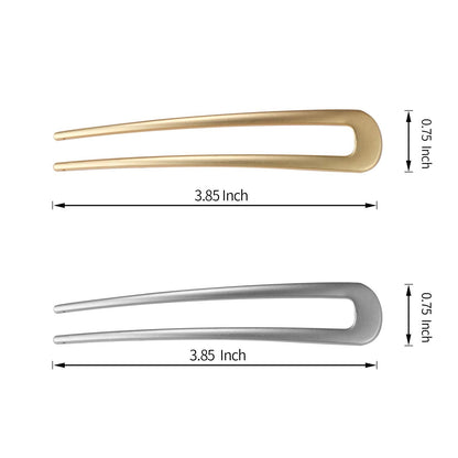 Large French Hair Pins Metal U-Shaped Hair Sticks(Pack of 2, Gold&Silver)